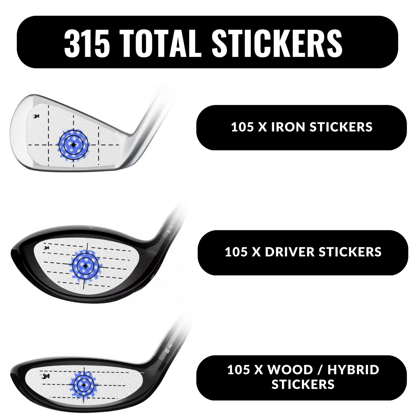 Golf Strike Impact Stickers (315 pcs)