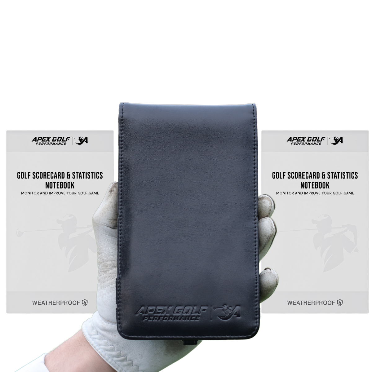 Leather Scorecard Holder with 2x Waterproof Notebooks with Yardage book + Stat Tracking System